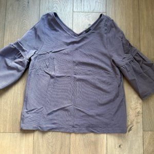 ANN TAYLOR WOMENS V NECK FLUTTER SLEEVE TOP